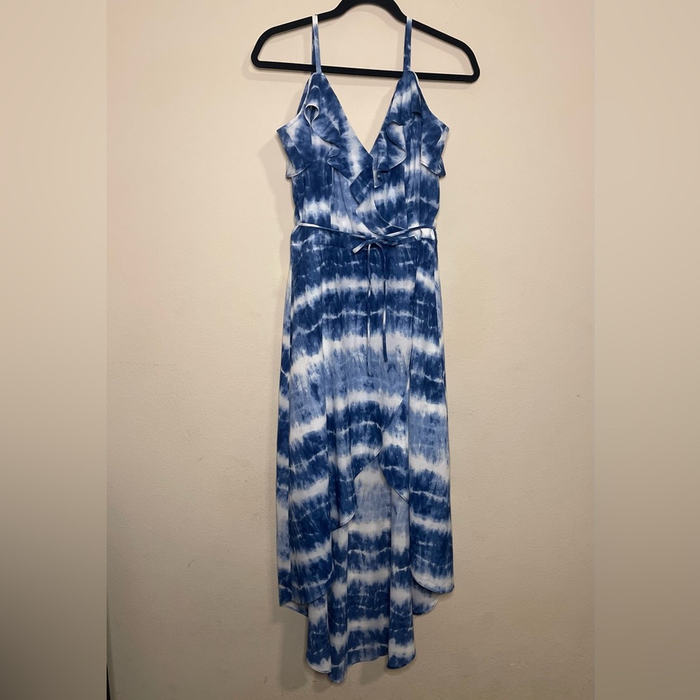 BCX Blue and White High Low Dress